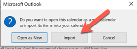 Outlook Import Button
